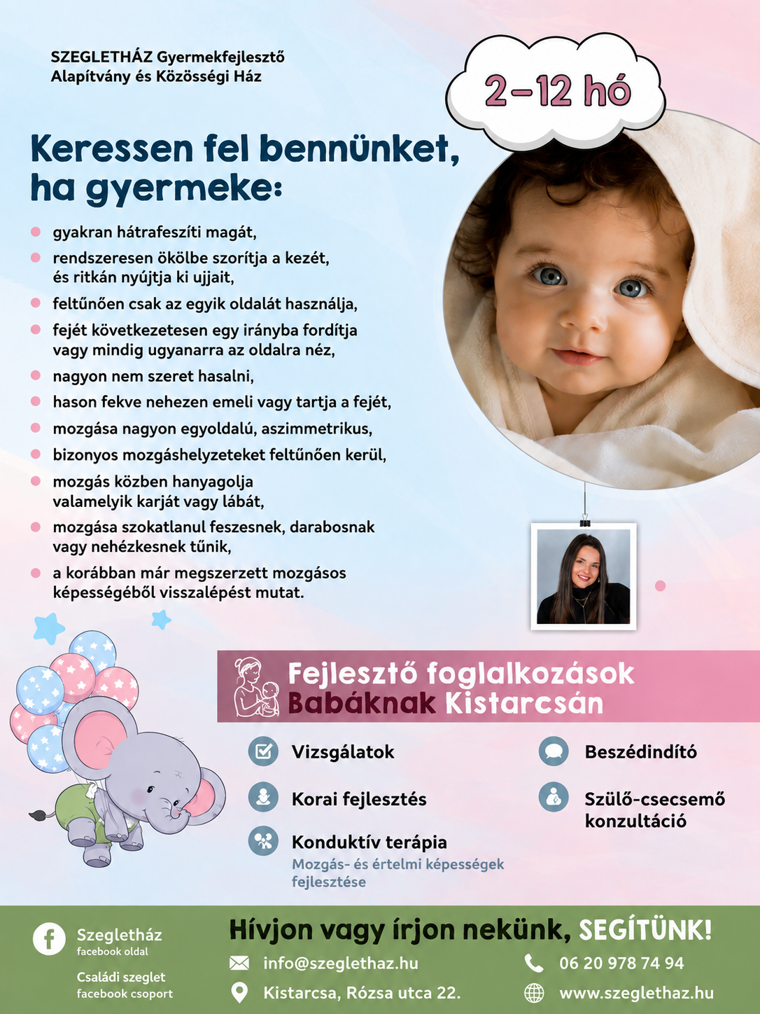 Fejlesztő foglalkozások babáknak Kistarcsán plakát